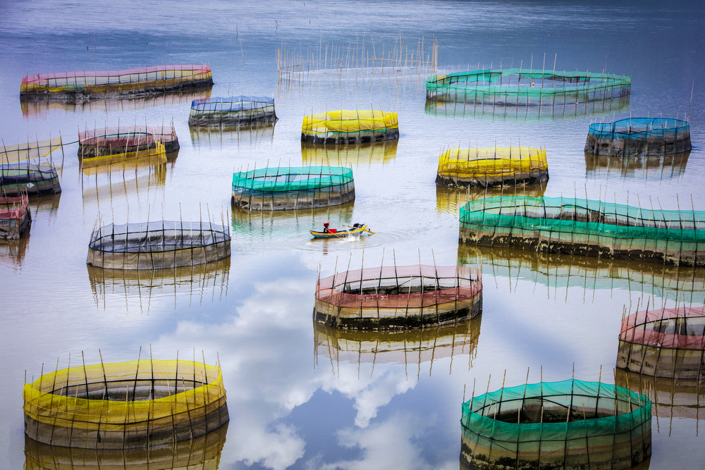 Colorful Floating Farms by Shin Woo Ryu — canvas wall art