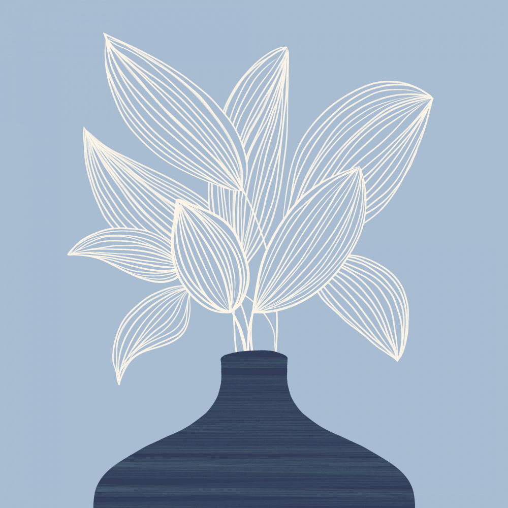 Serene Botanical Blue Vase by Kristian Gallagher — canvas wall art