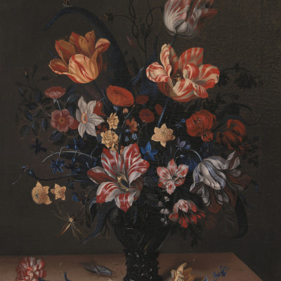 Tulips and Other Flowers In a Room