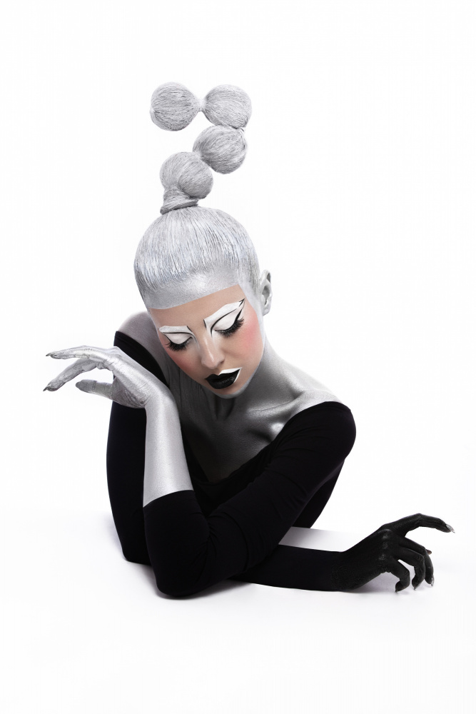 Futuristic Silver Woman by Tatya Lushchyk — canvas wall art