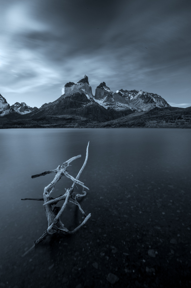 Blue Lake Mountain Peaks by Wenjin Yu — canvas wall art