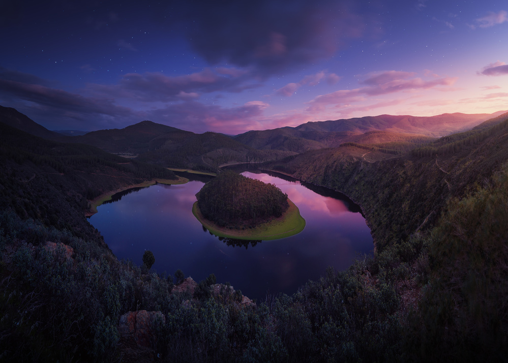 Serene River Bend Twilight by Juan Pablo de Miguel — canvas wall art