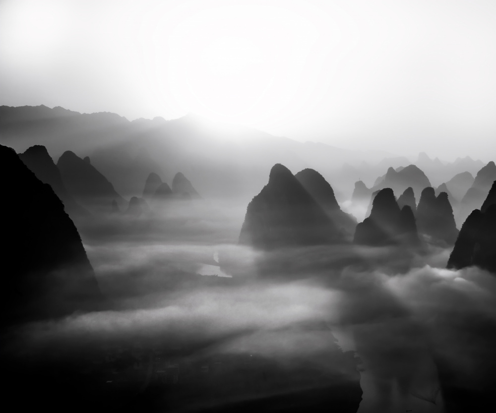 Misty Mountain Landscape by Fabrizio Massetti — canvas wall art