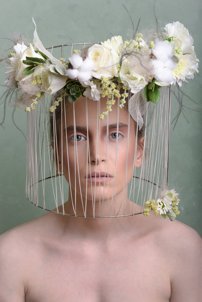 Floral Cage Portrait by Peyman Naderi — canvas wall art