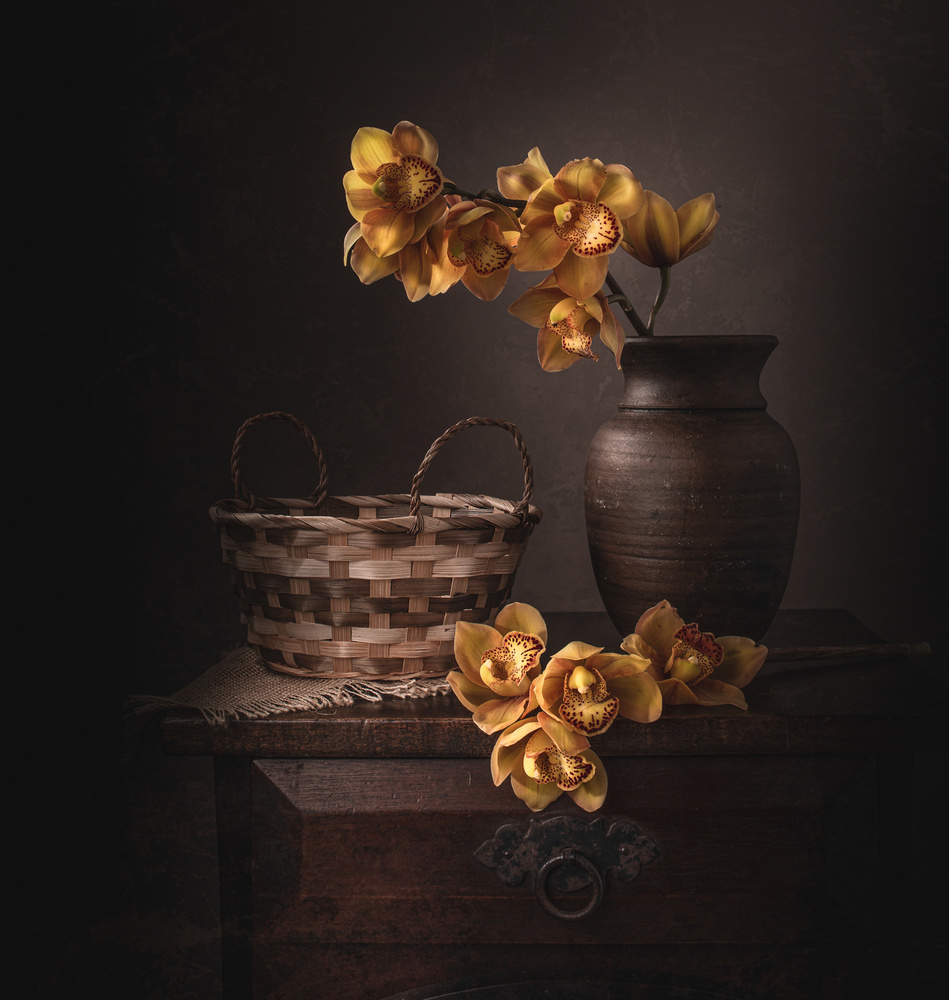 Moody Yellow Orchids by Margareth Perfoncio — canvas wall art