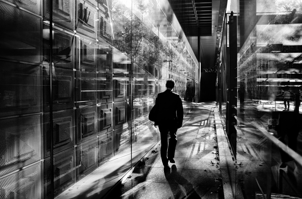 Urban Reflections Walk by Yuzo Fujii — canvas wall art