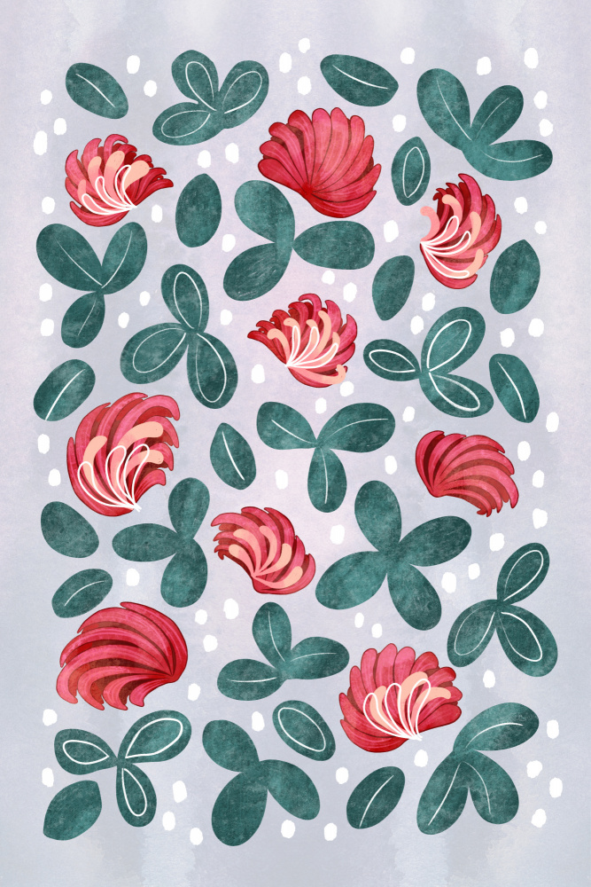 Red Clover Meadow by EMELIEmaria — canvas wall art