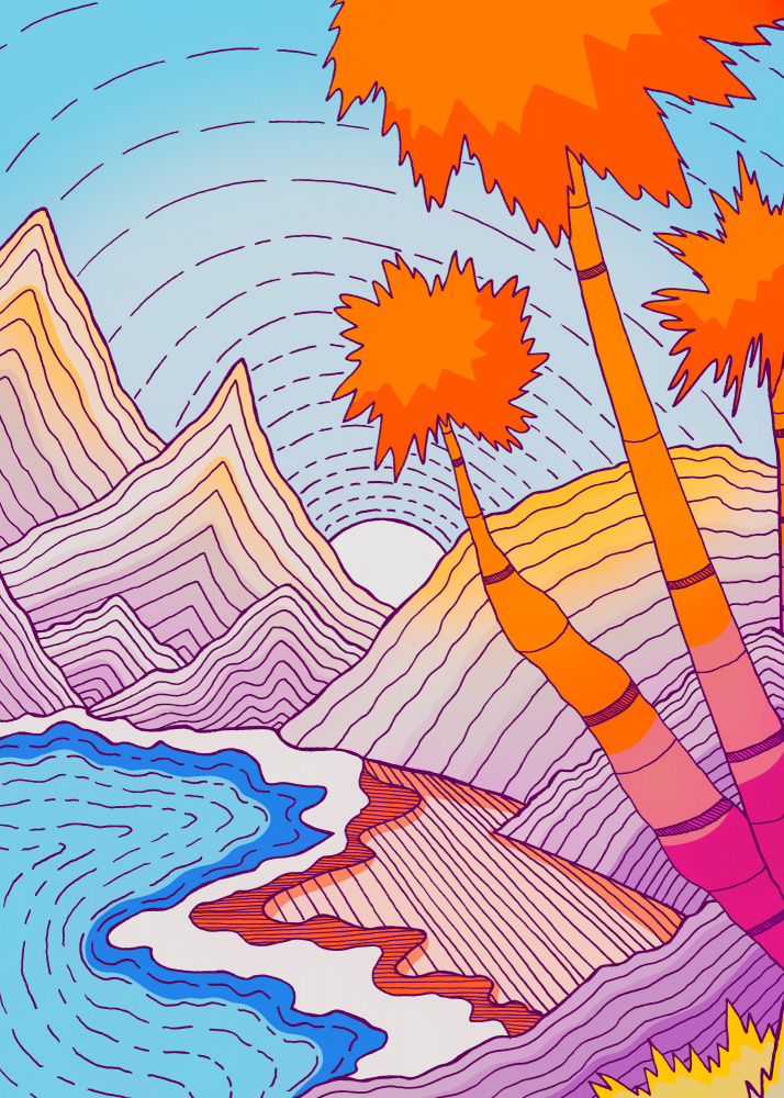 Tropical Mountain Sunset by Stephen Wade — canvas wall art