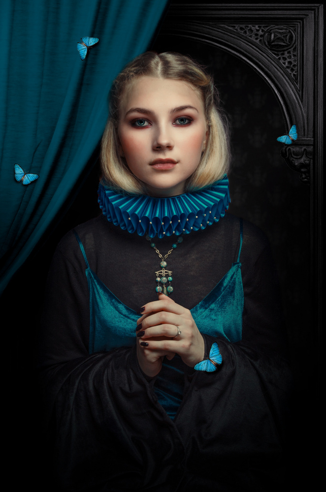 Teal Renaissance Portrait by Paul Adrian Chis — canvas wall art