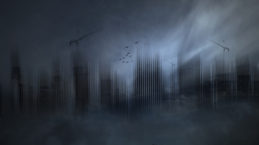 Dark Urban Cityscape by David Senechal Photographie (polydactyle) — canvas wall art