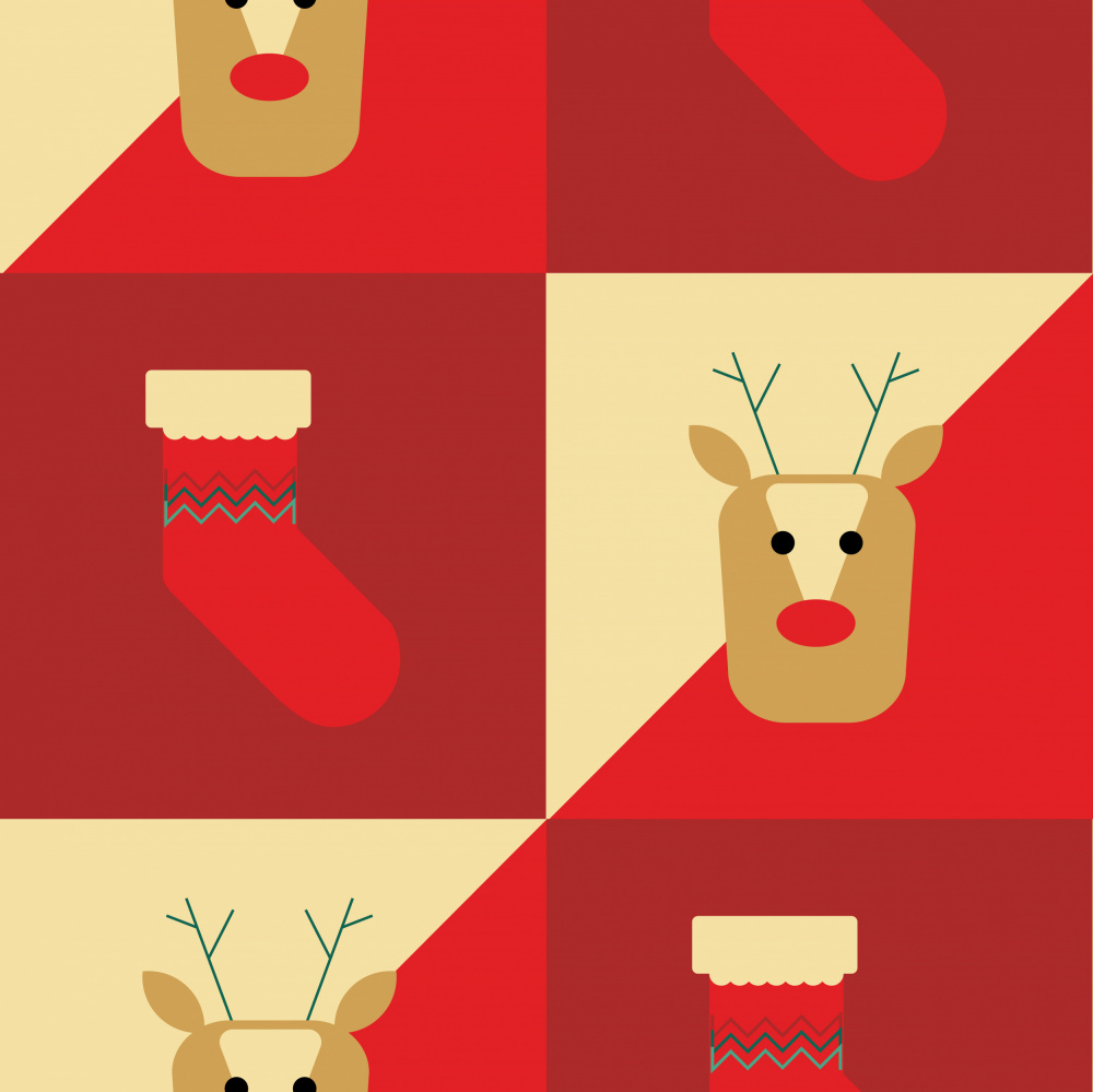 Festive Reindeer Stockings by Irene Demetri — canvas wall art