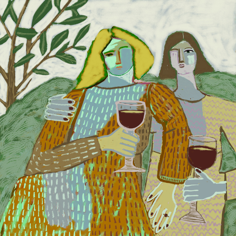 Outdoor Wine Companions by Sharyn Bursic — canvas wall art