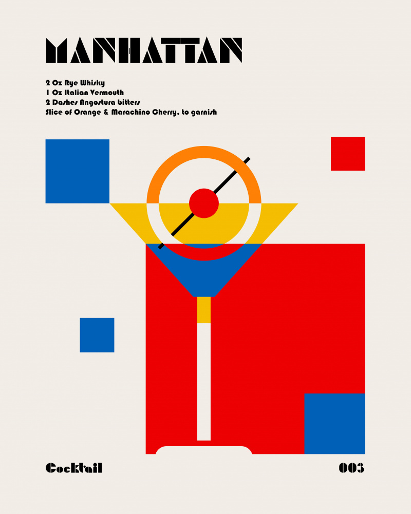 Manhattan Cocktail Abstract by Retrodrome — canvas wall art