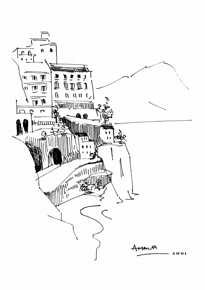 Charming Cliffside Village by Awol Art Alex — canvas wall art