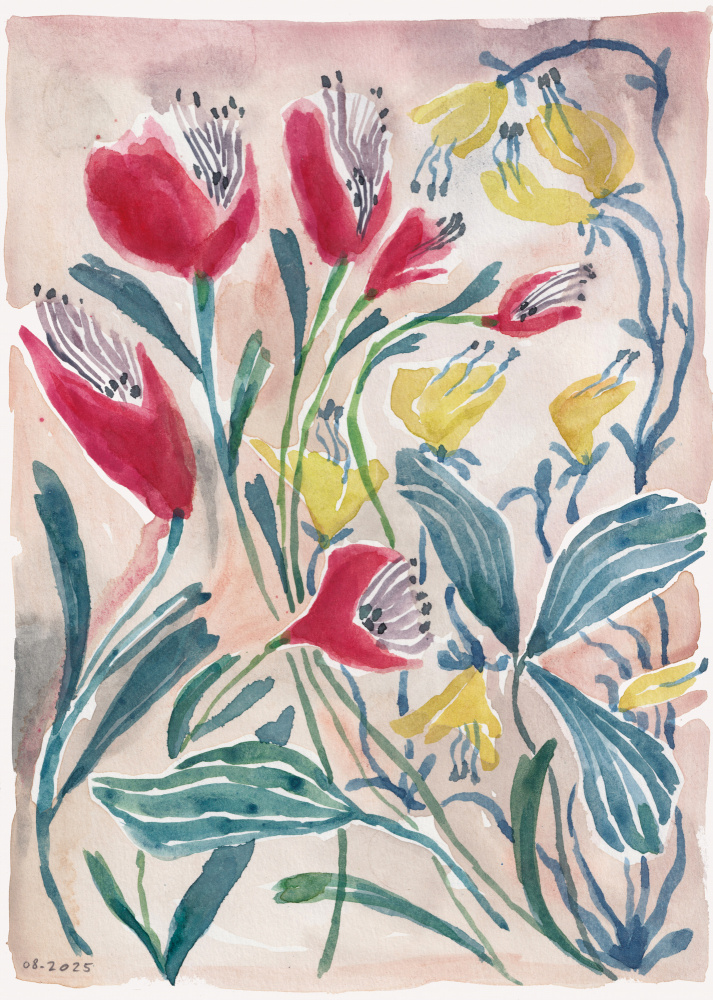 Vibrant Watercolor Blooms by Catalina Somolinos — canvas wall art
