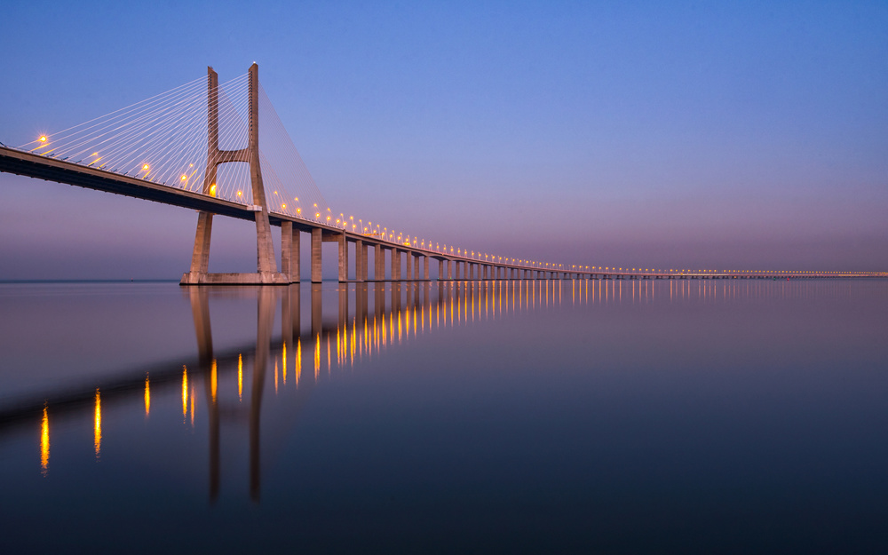 Twilight Bridge Reflection by Rana Jabeen — canvas wall art