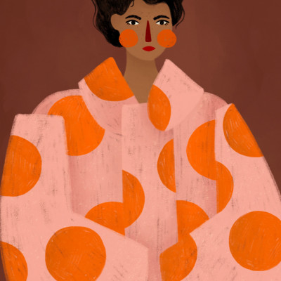 Woman With Orange Dots