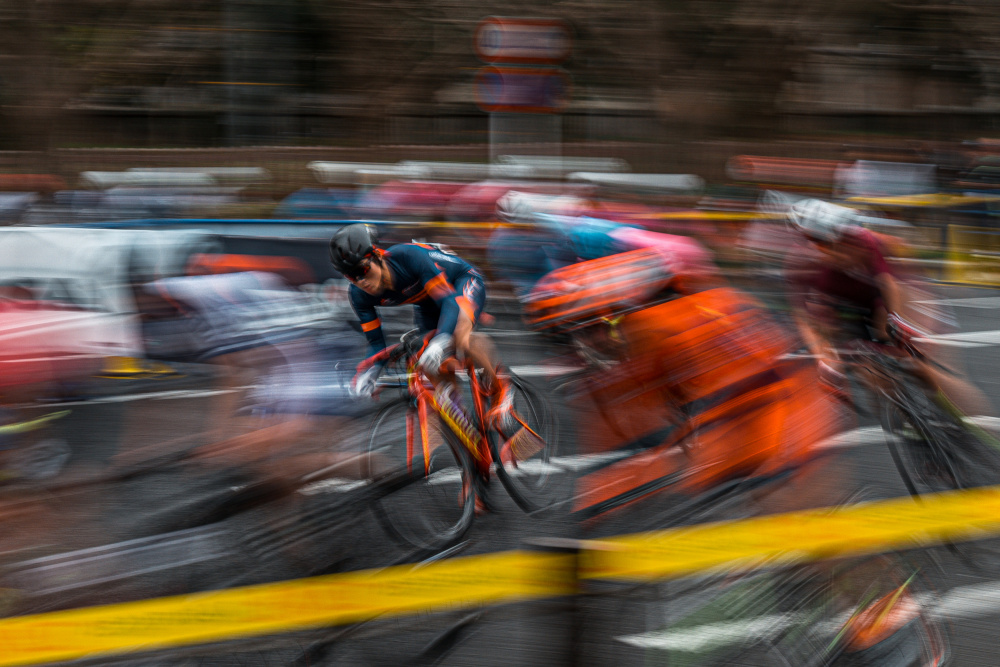 Fast Cyclists Blur by Yuzo Fujii — canvas wall art