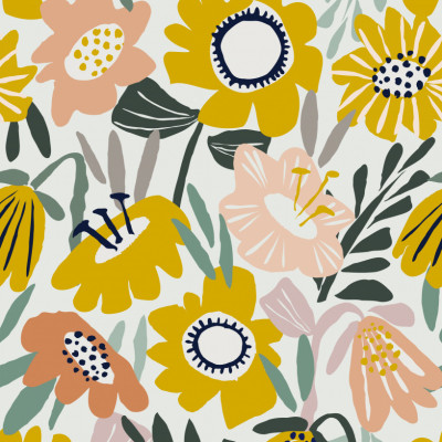 Happy cozy scandinavian floral grey seamless pattern