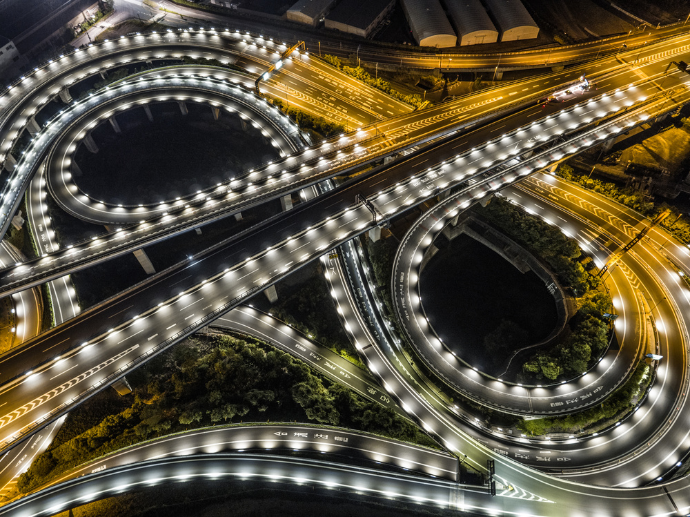 Glowing City Interchange by Kobayashi Tetsurou — canvas wall art