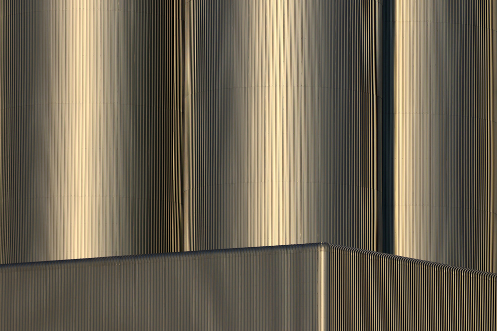 Golden Corrugated Metal by Hans-Wolfgang Hawerkamp — canvas wall art