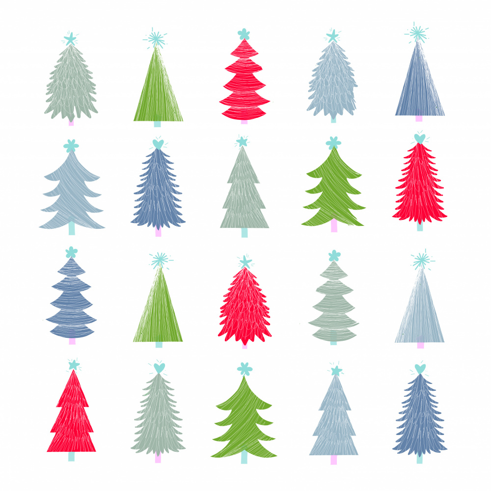 Colorful Christmas Trees by Dominique Vari — canvas wall art