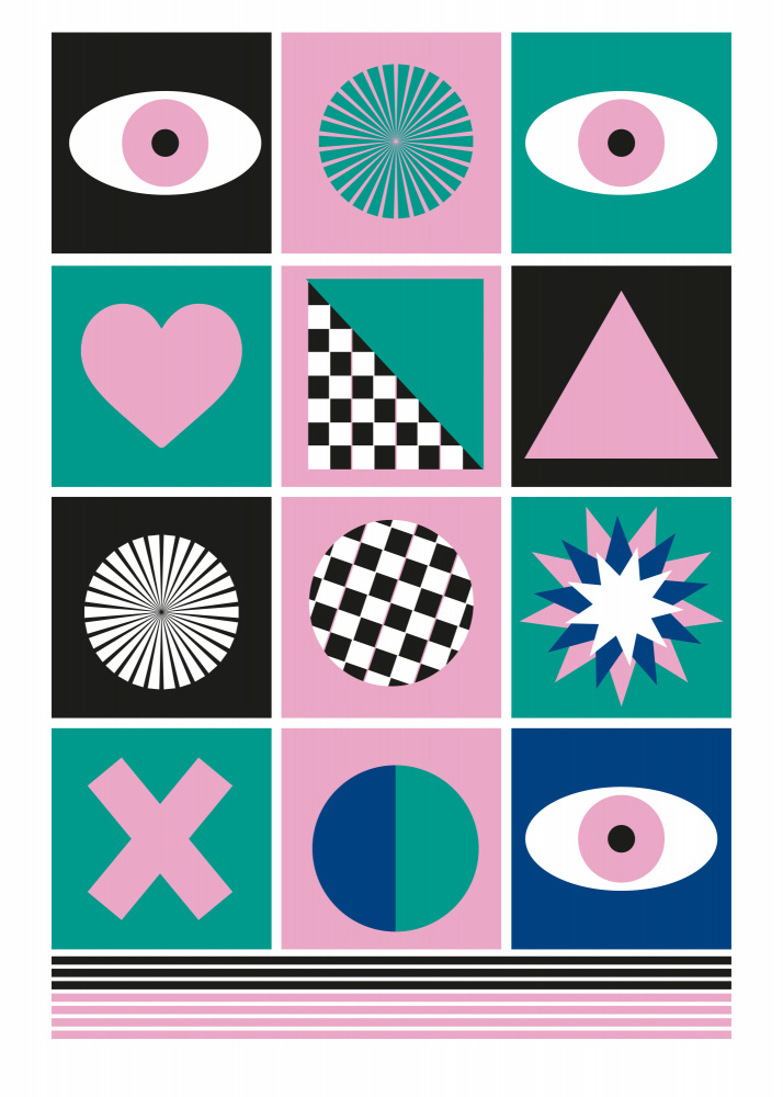 Geometric Pop Art Grid by SERGIO ORTIZ — canvas wall art