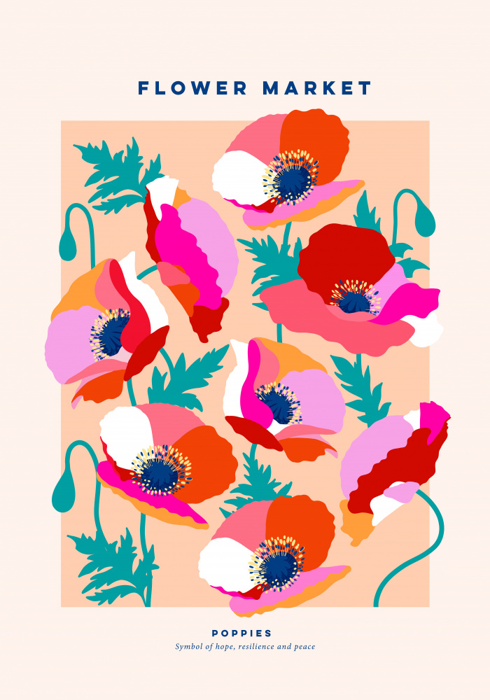 Vibrant Flower Market Poppies by Dominique Vari — canvas wall art