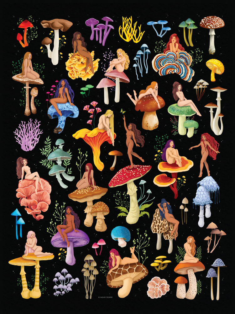 Enchanted Mushroom Nymphs by Nour Tohme — canvas wall art