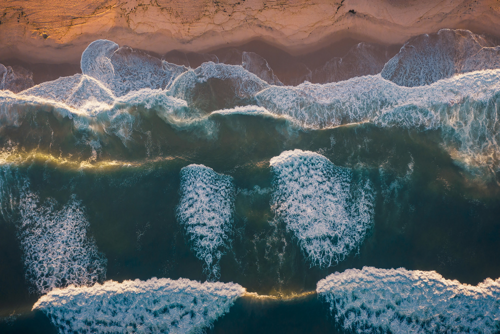 Golden Hour Ocean Waves by Wei (David) Dai — canvas wall art