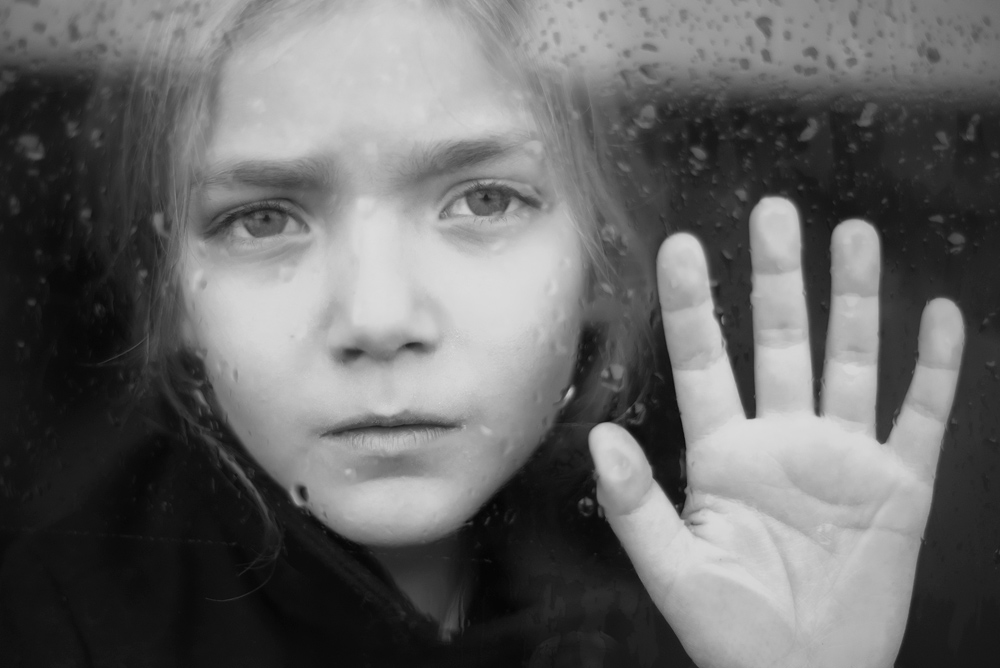 Sad Girl Rainy Window by Andrew George — canvas wall art