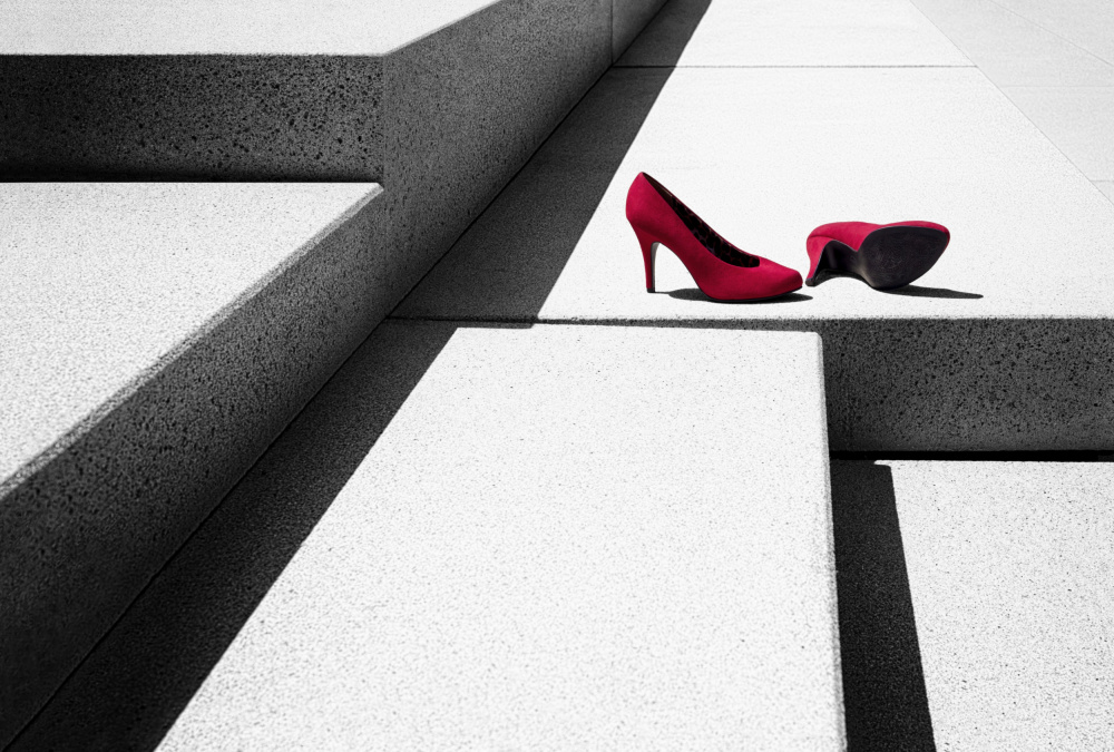 Red Heels on Steps by Karin Kilb — canvas wall art