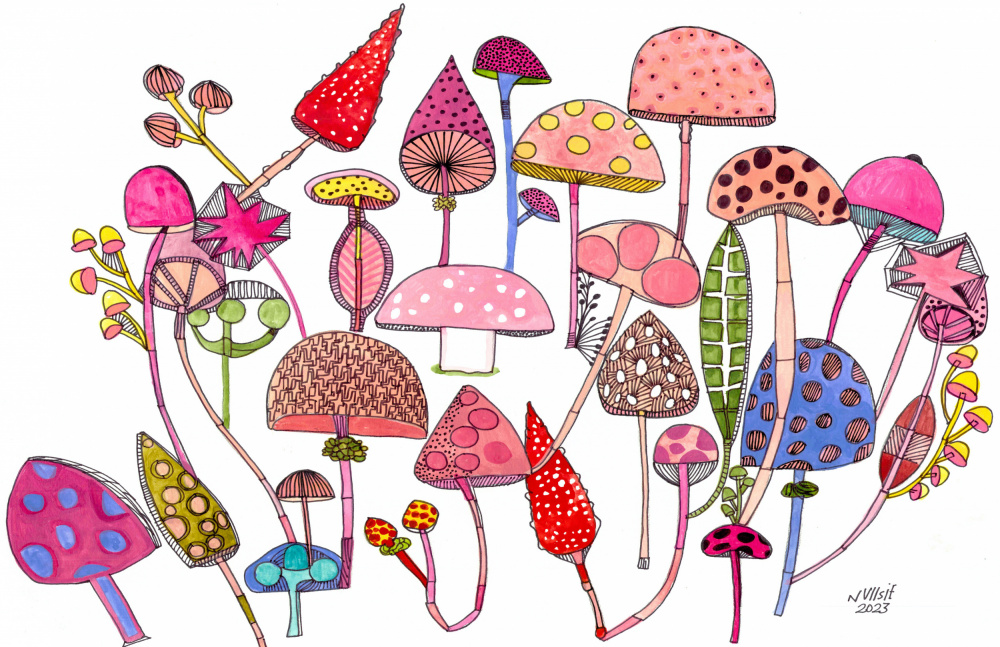 Shrooms by Sharon Nullmeyer — canvas wall art