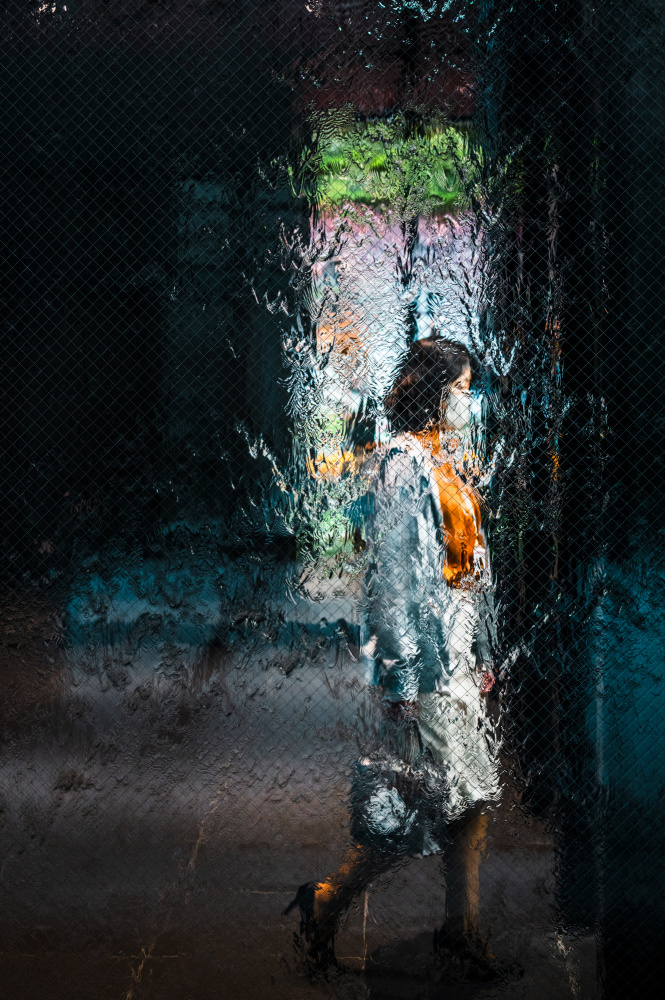 Woman in City Rain by Yuzo Fujii — canvas wall art