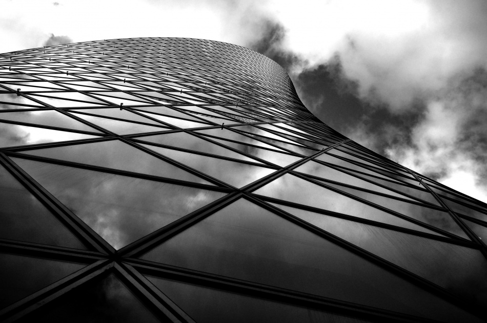 Curved Glass Skyscraper by Hiroaki Koga — canvas wall art