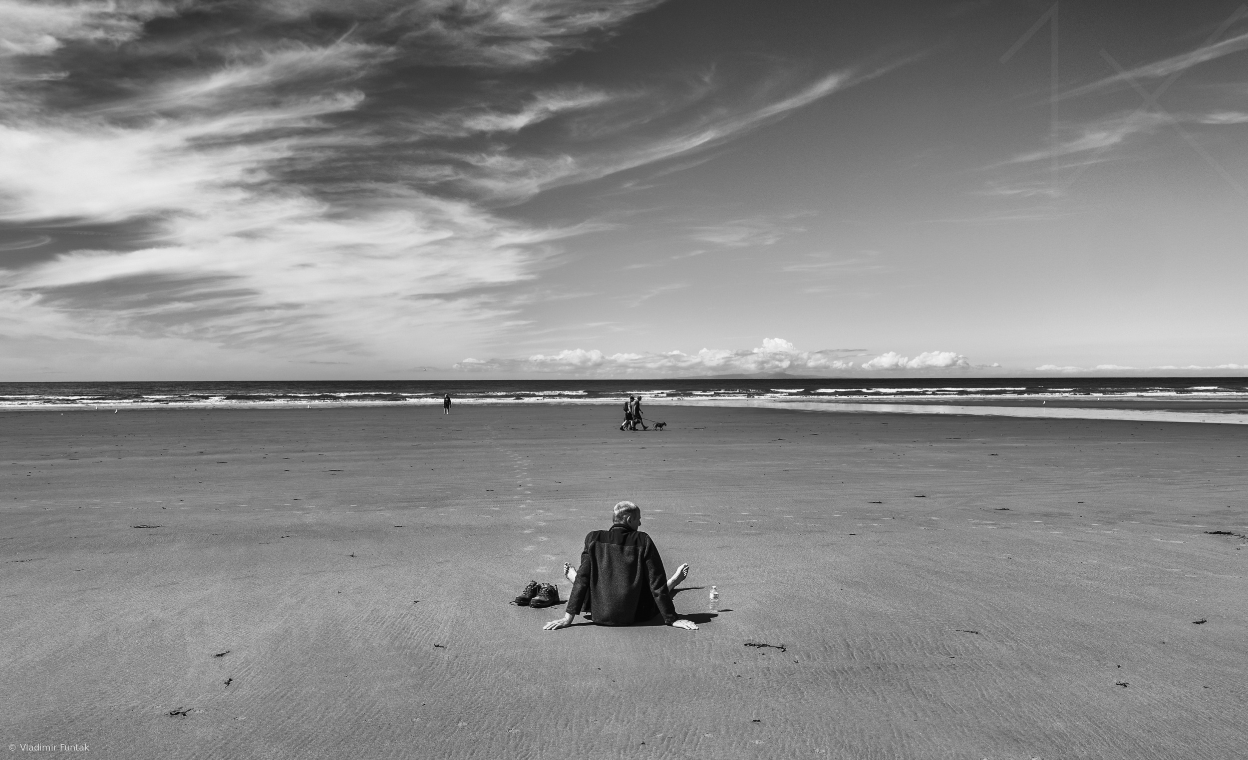 A man on a Golden sands Beach