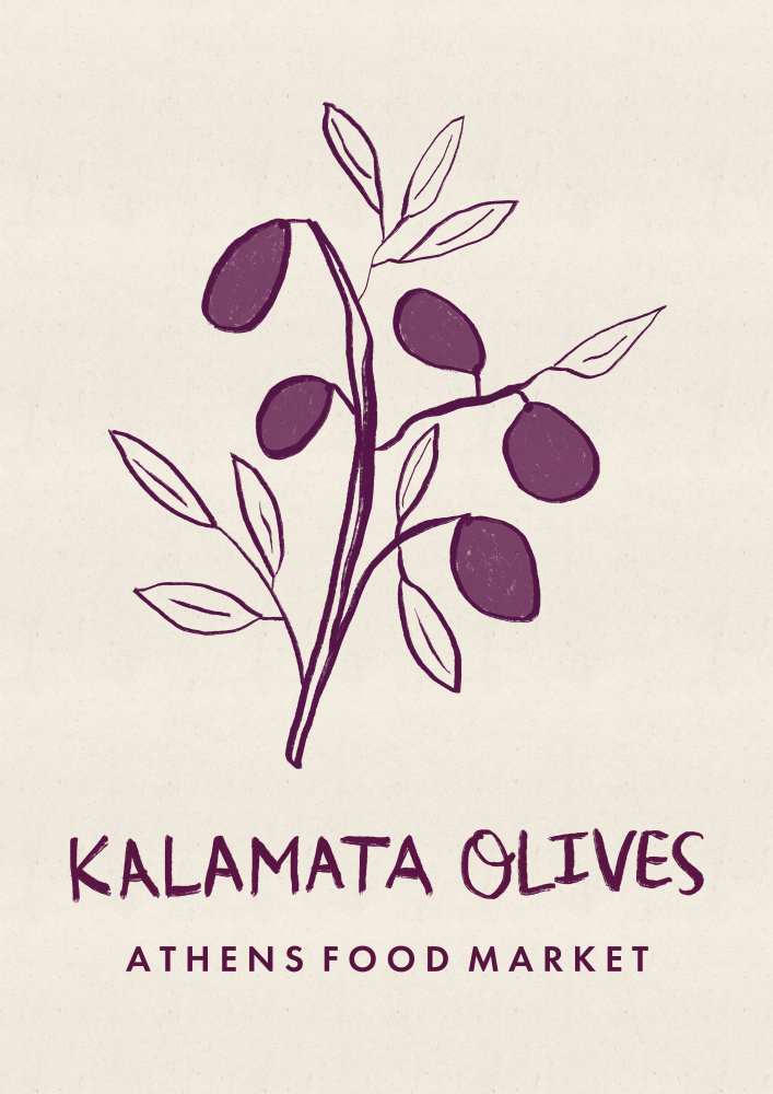 Kalamata Olive Branch Drawing by Dirkie Nell — canvas wall art