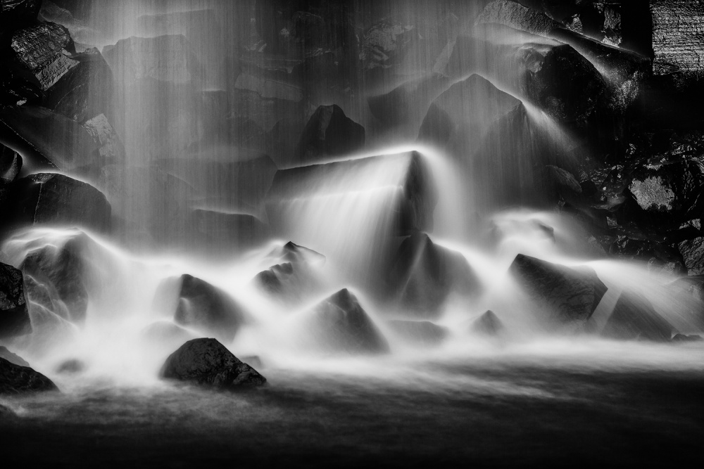 Flowing Waterfall Rocks by Hervé Loire — canvas wall art