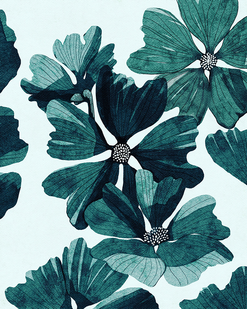 Blue Flowers by Katie O'Shea — canvas wall art