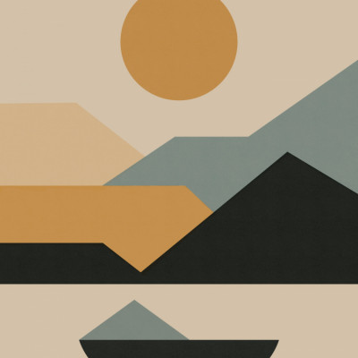 Geometric Mountain Landscape retro