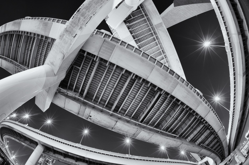 Modern Highway Interchanges Night by Shigehiro Ono — canvas wall art