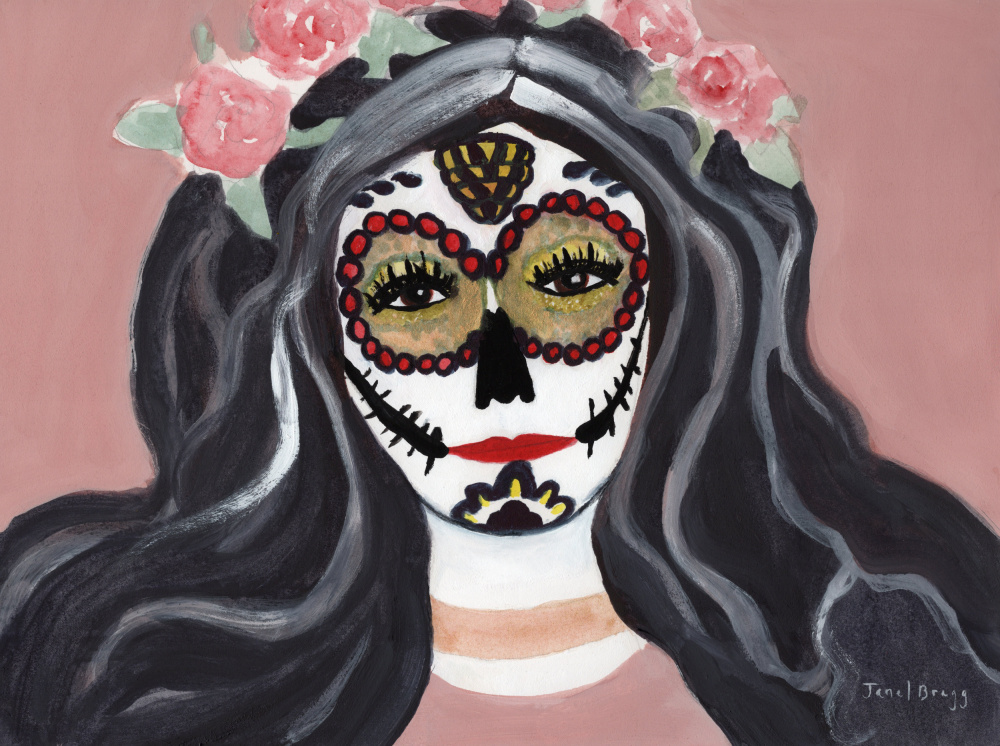 La Catrina Floral Portrait by Janel Bragg — canvas wall art