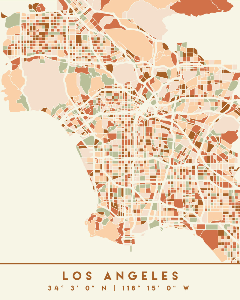 Modern Los Angeles Map by Emiliano Deificus — canvas wall art