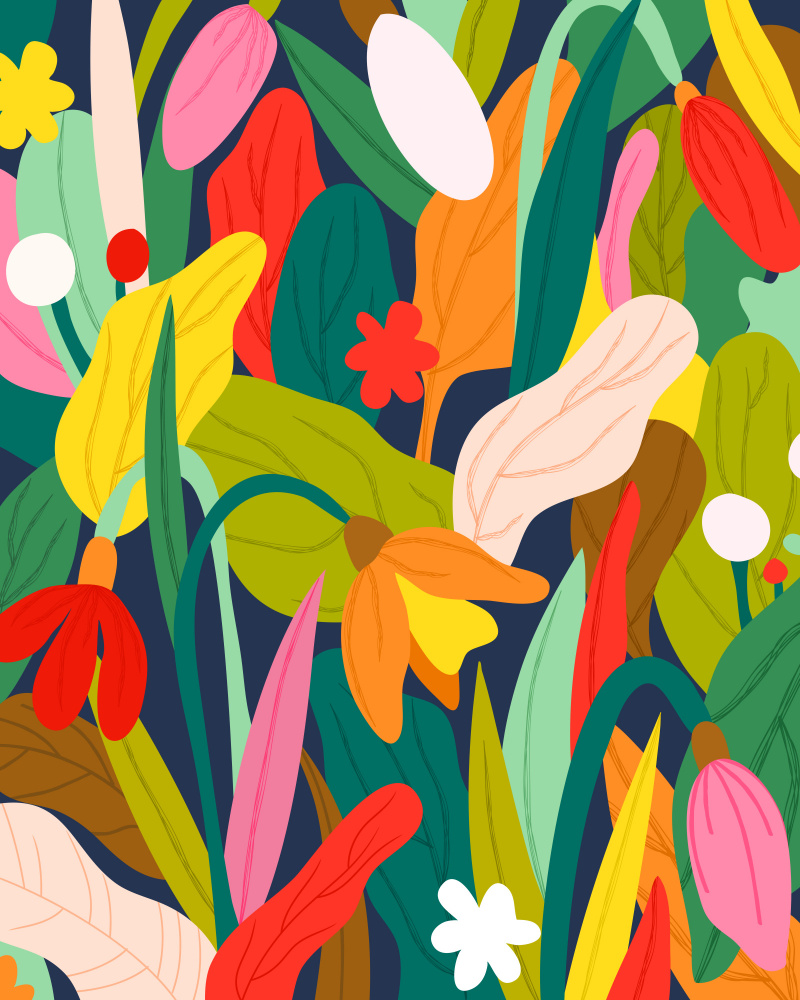 Vibrant Botanical Garden by Kintsugi99 — canvas wall art