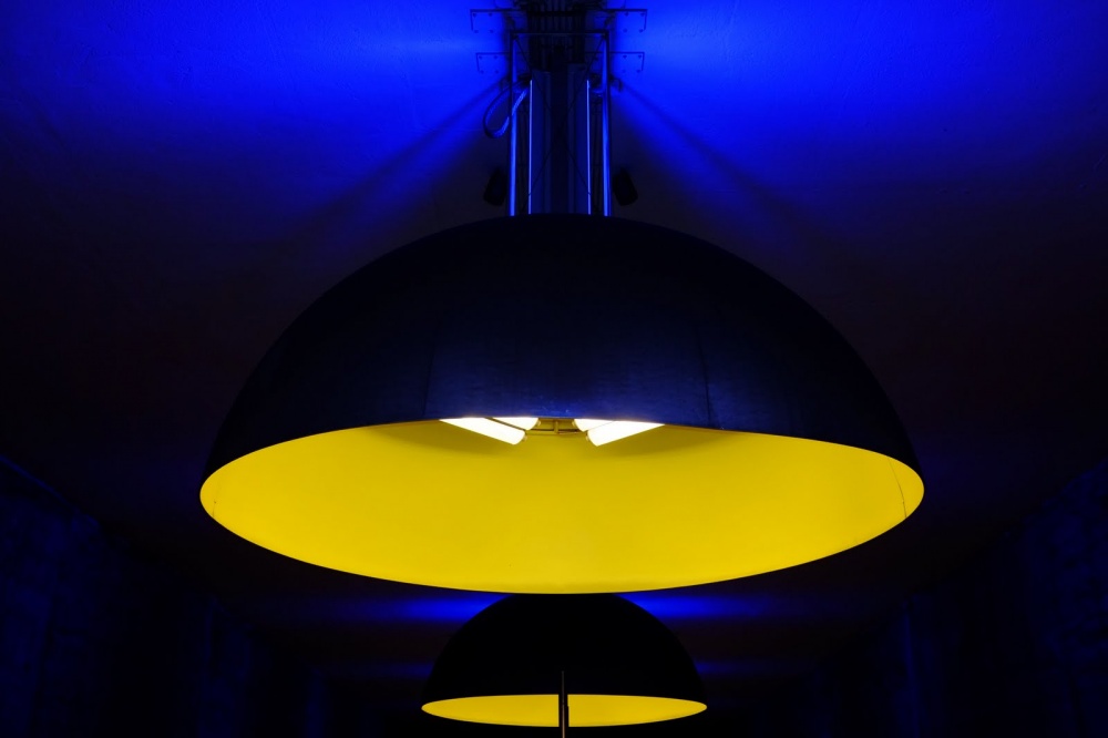Blue Light Yellow Lamps by Philippe-M — canvas wall art