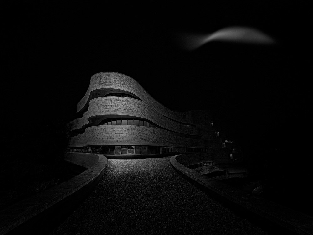 Modern Night Architecture by Molly Fu APA — canvas wall art
