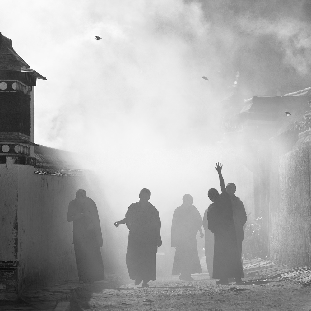 Monks In Misty Light by Shu-Guang Yang — canvas wall art