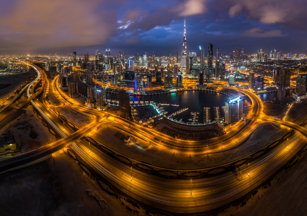 Dubai Night Glow by Khalid Jamal — canvas wall art