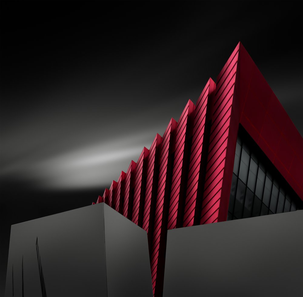 Striking Red Architecture by Biao Huang — canvas wall art