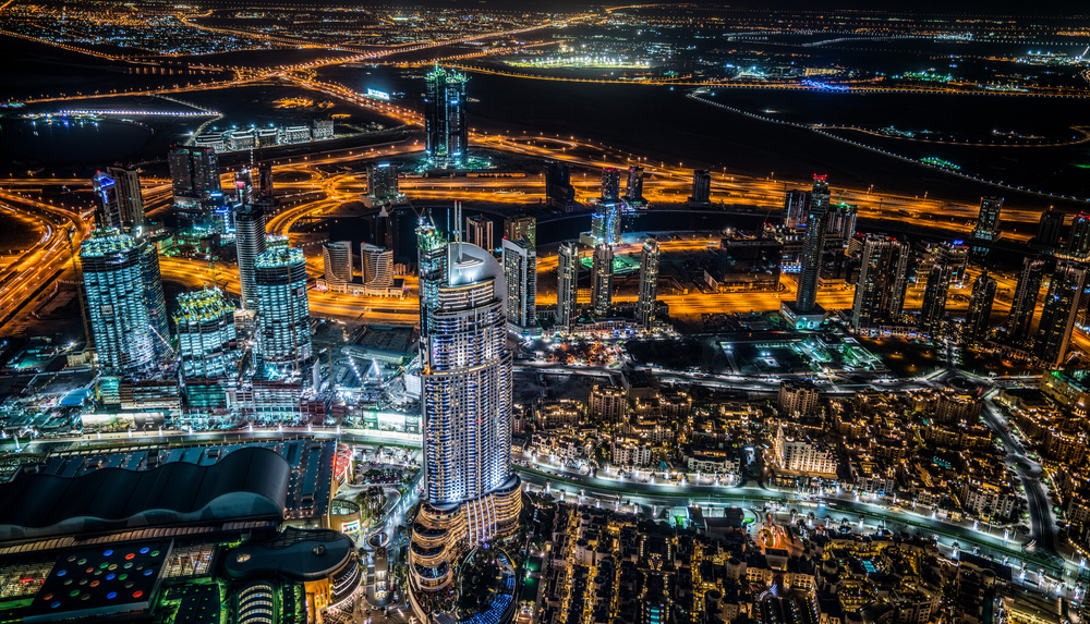 City Lights Evening View by Holger Schmidtke — canvas wall art